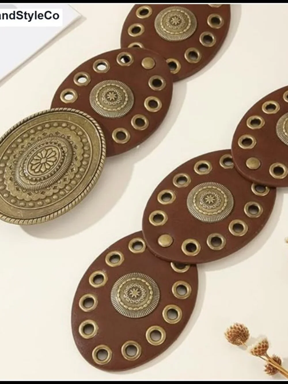Wide Western Cowboy Disc Belt Vintage Cowgirl Concho PU Leather